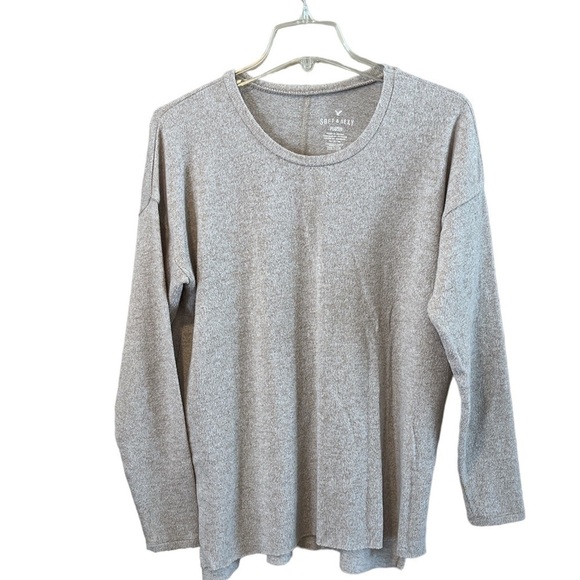 American Eagle soft and sexy plush pullover oatmeal color raw hem size medium - Picture 1 of 14